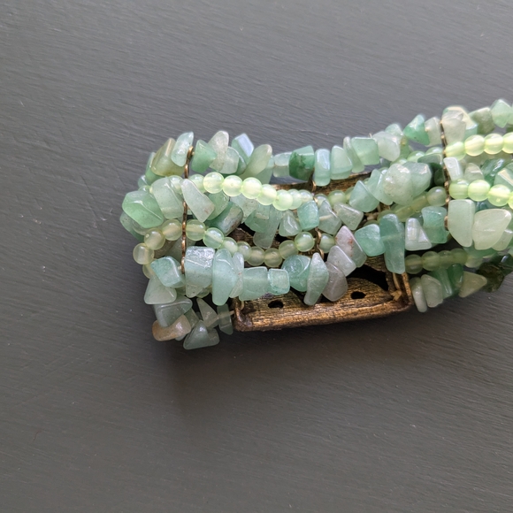 Kirks Folly Green Jade (Color) Rhinestone Beaded Stretch Bracelet - Picture 6 of 9